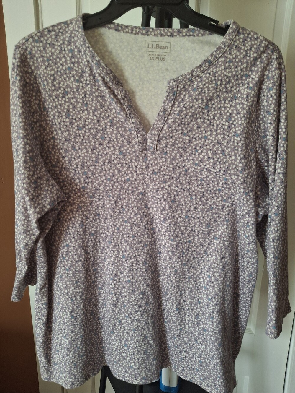L.L. Bean Lavender Floral Henley Tunic